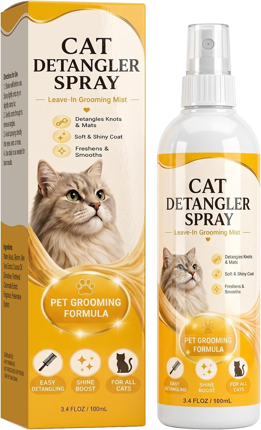 Detangling Spray for Cats, Conditioning Mist for Matted Fur