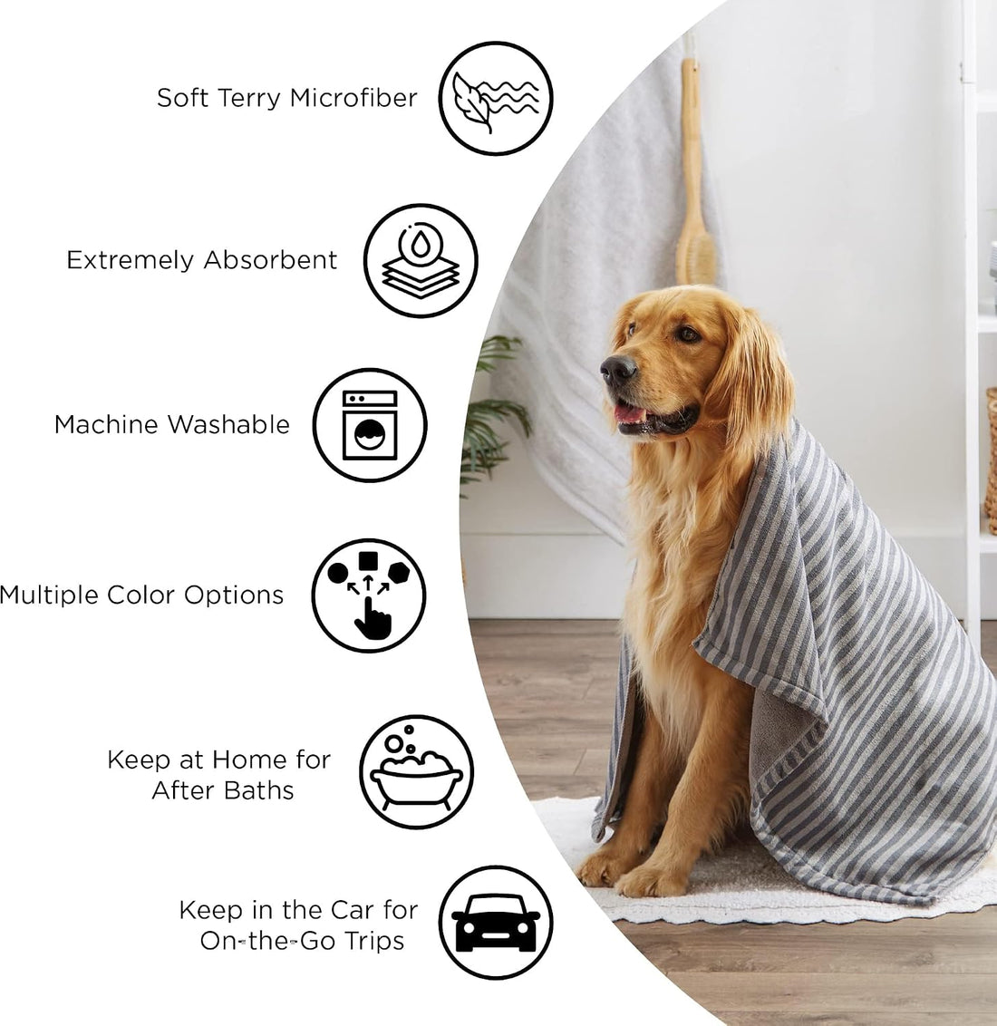 Bone Dry Pet Grooming Towel Collection Absorbent Microfiber X-Large