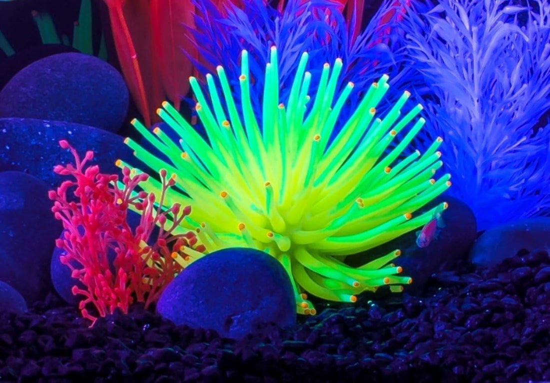 GloFish Yellow Anemone Ornament, Glowing Aquarium Décor