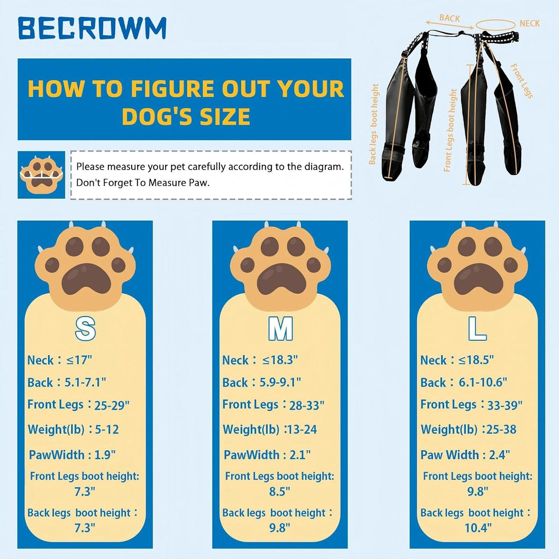 Waterproof Dog Boots for Small &Medium Dogs, Stay-On Paw Protectors