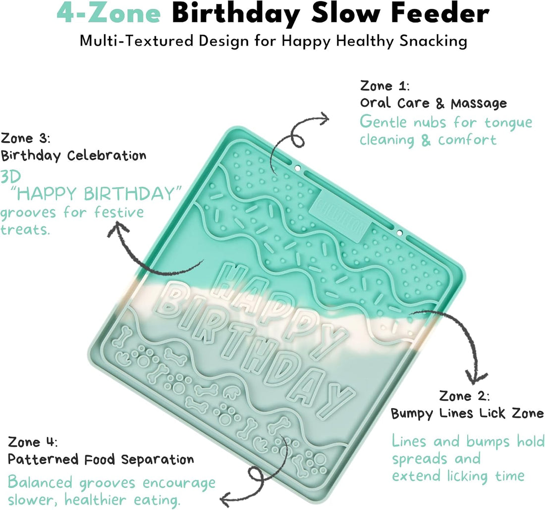 CHEWFFON Dog & Cat Lick Mat, Birthday Silicone Licky Pad