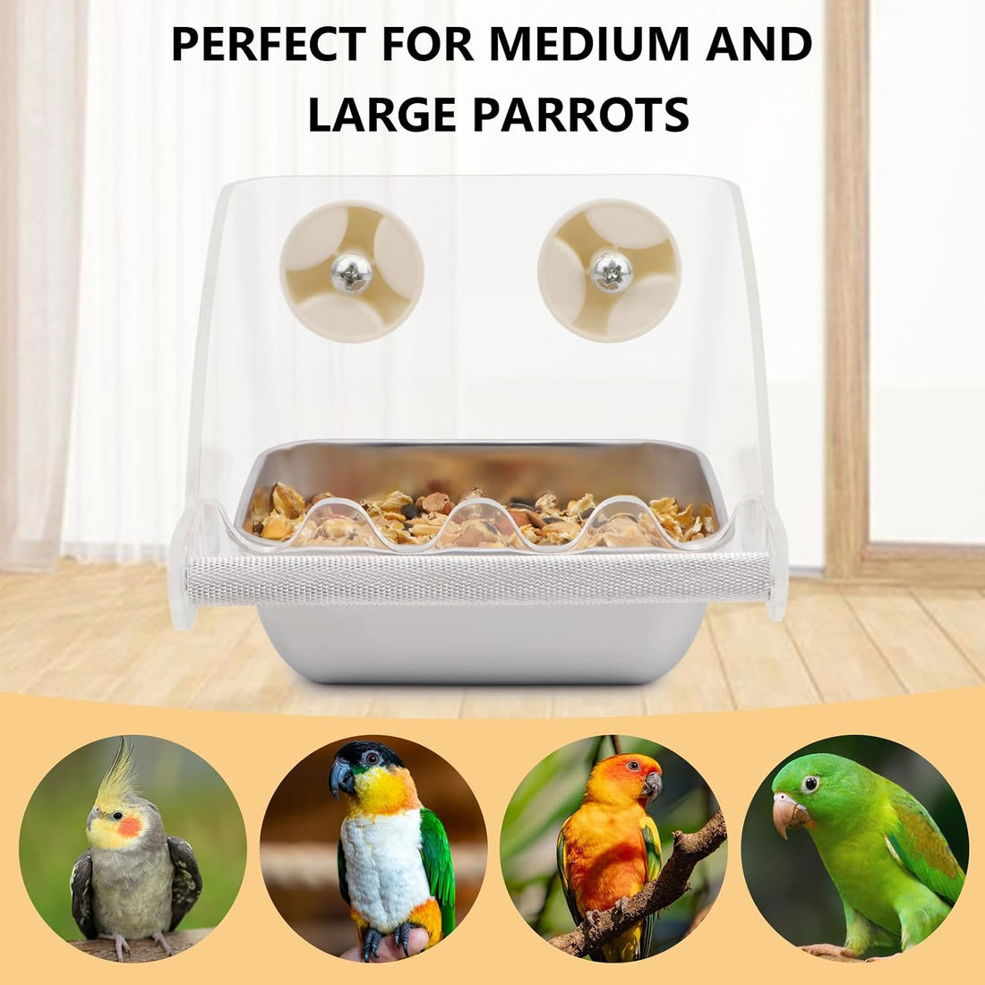 Hypeety Transparent Bird Feeder No Mess Parakeet Feeder for Cage