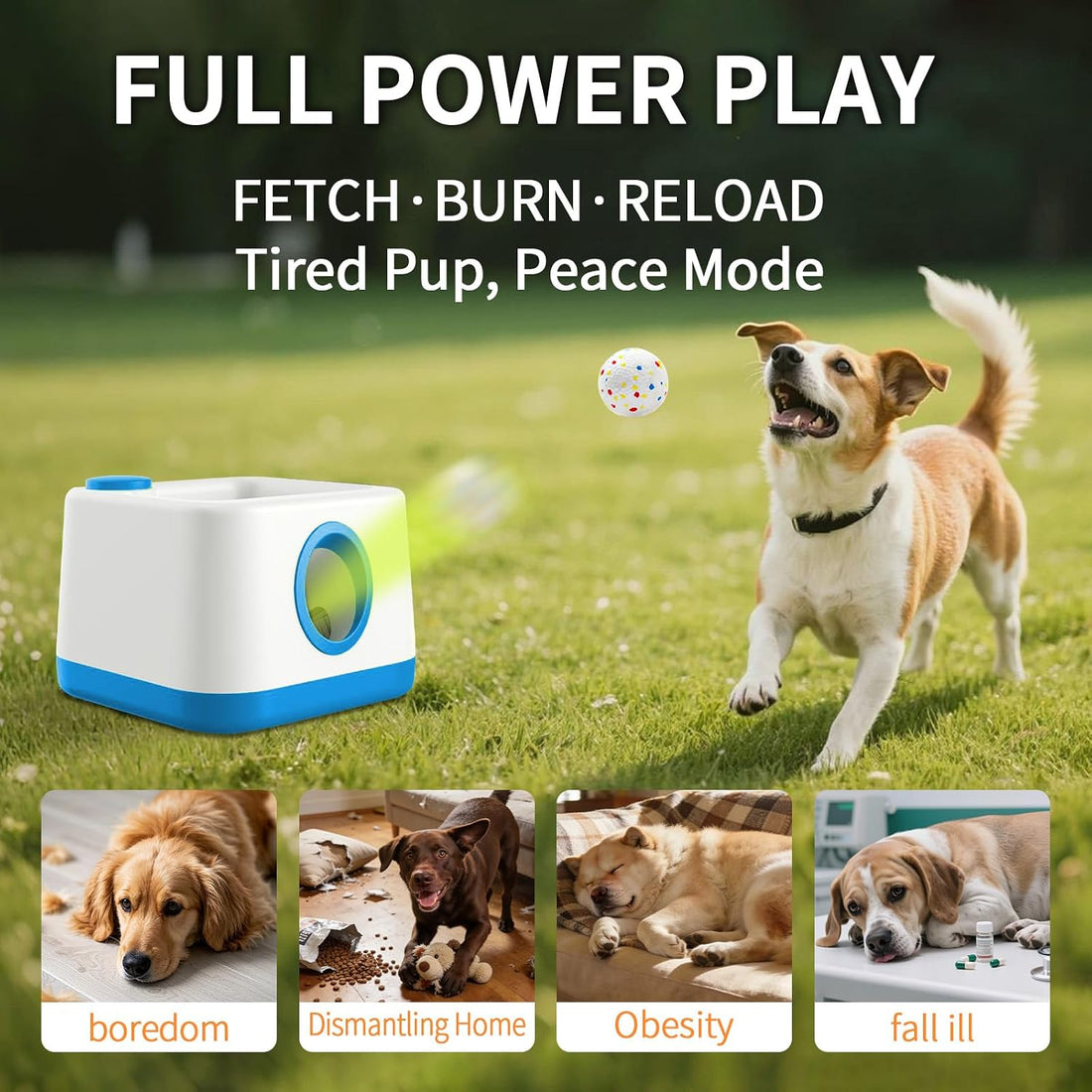 Automatic Dog Ball Launcher, Auto/Manual Paw-Activated Dog Ball