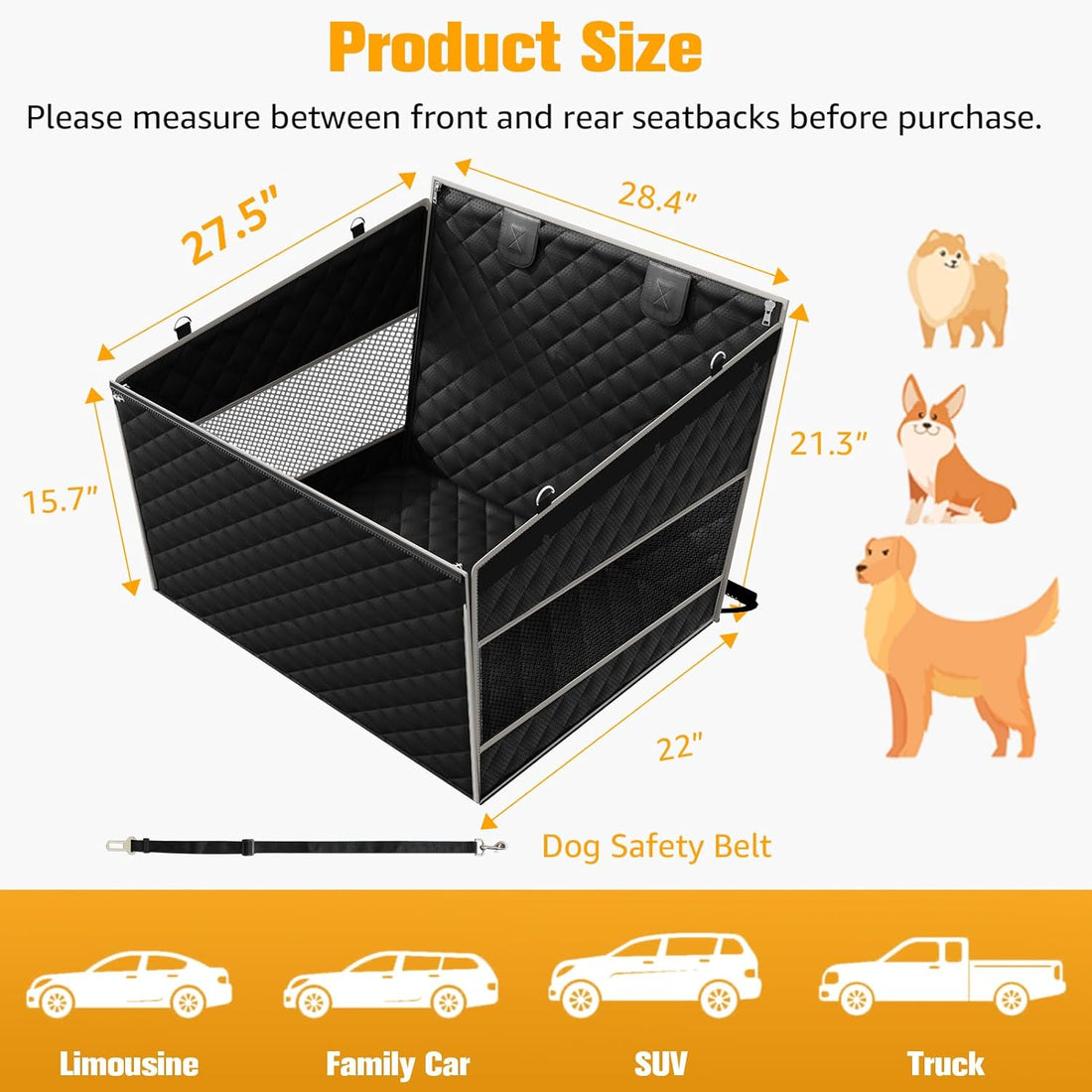 PETICON Dog Car Seat for Large Medium Dogs