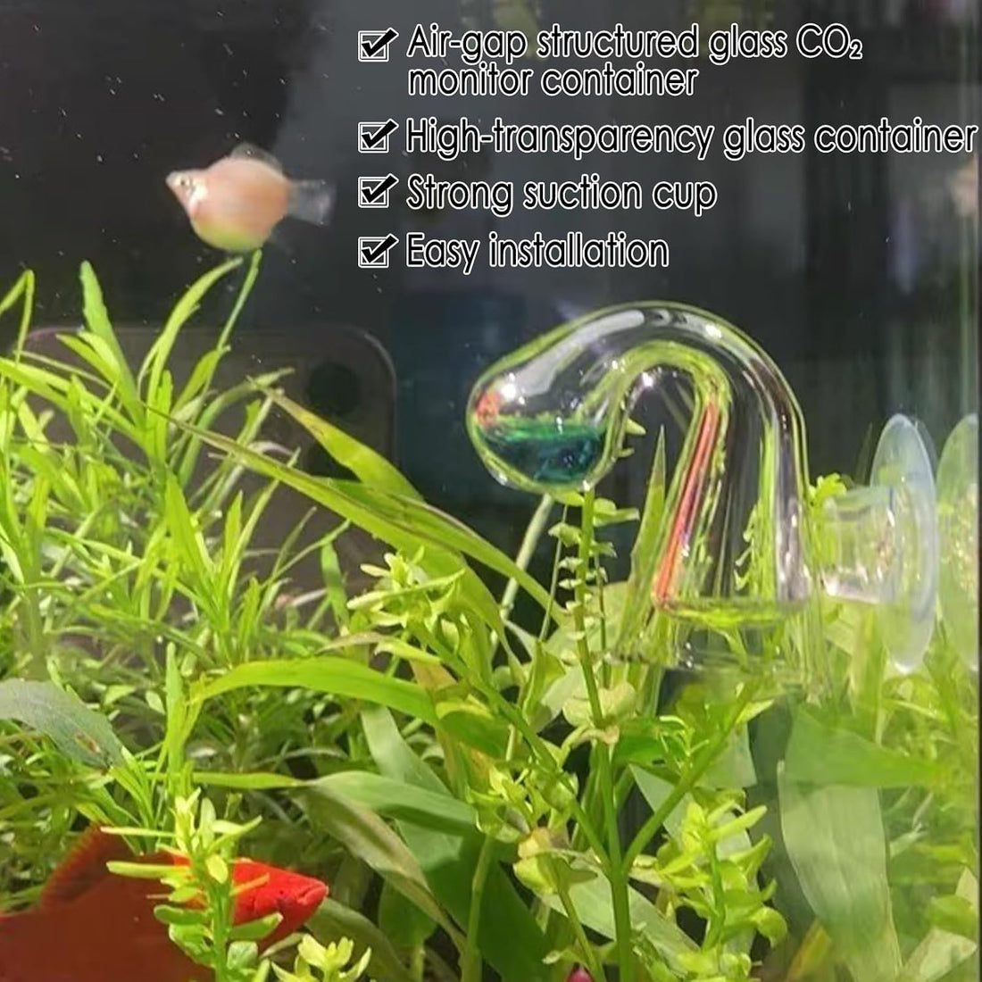 CO₂ Level Indicator Reagent for Aquarium Fish Tank Test Kits Glass