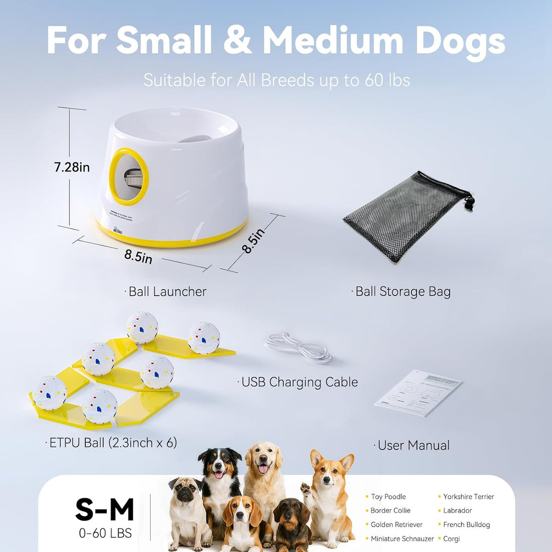 HETOO Automatic Dog Ball Launcher, Dog Ball Thrower