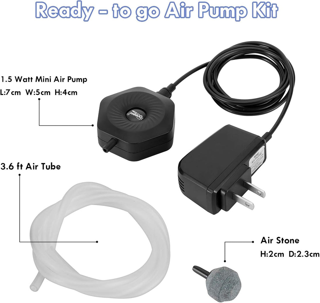 hygger Quiet Mini Small Aquarium Air Pump Betta Fish Tank Bubbler
