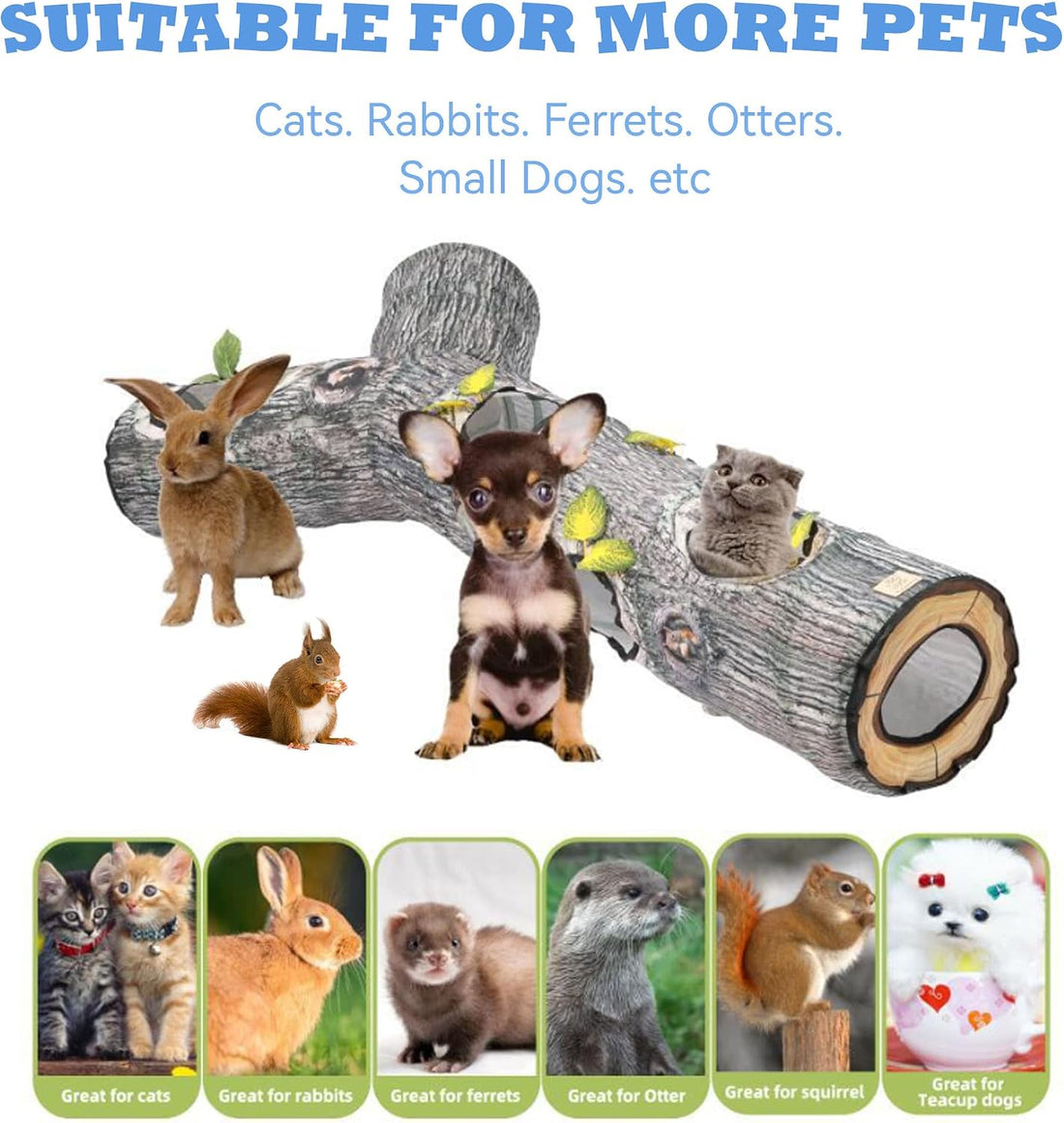 Cat Tunnel,Cat Tunnels for Indoor Cats,Tree Trunk Play Toy for Large
