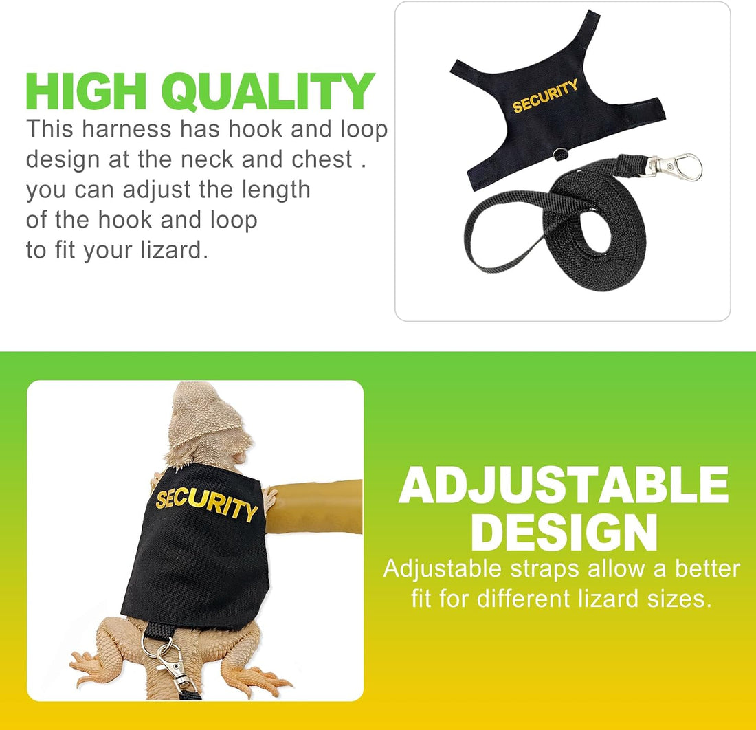 Adjustable Bearded Dragon Leash and Harness Set Soft Lizard Harness