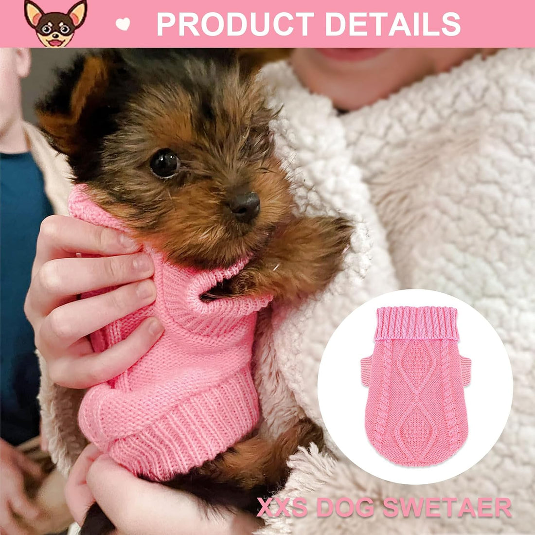2 Pieces Puppy Sweater Dog Sweater for Small Dogs Winter Warm Dog