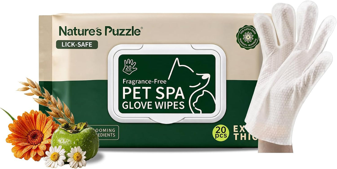 Hypoallergenic Dog & Cat Bathing Glove Wipes, 10 ct