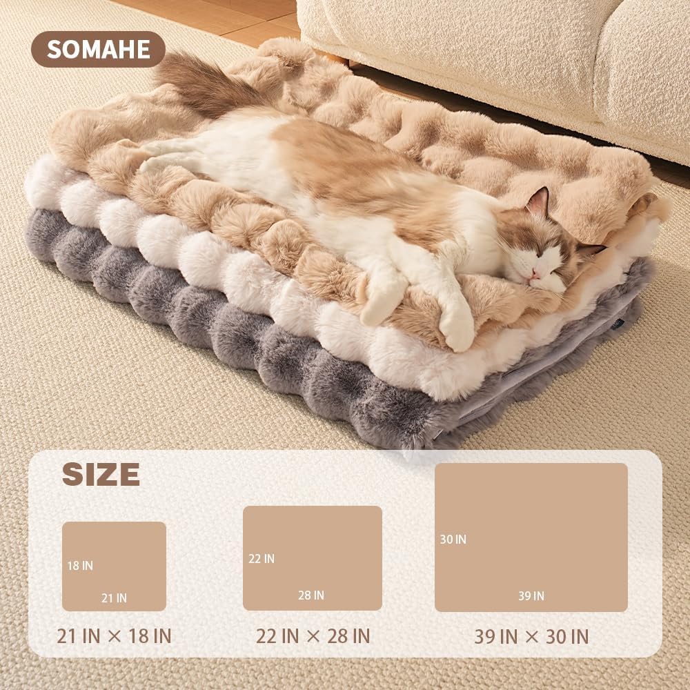 SOMAHE Soft Faux Fur Cat Blanket, Washable, Small 22x18