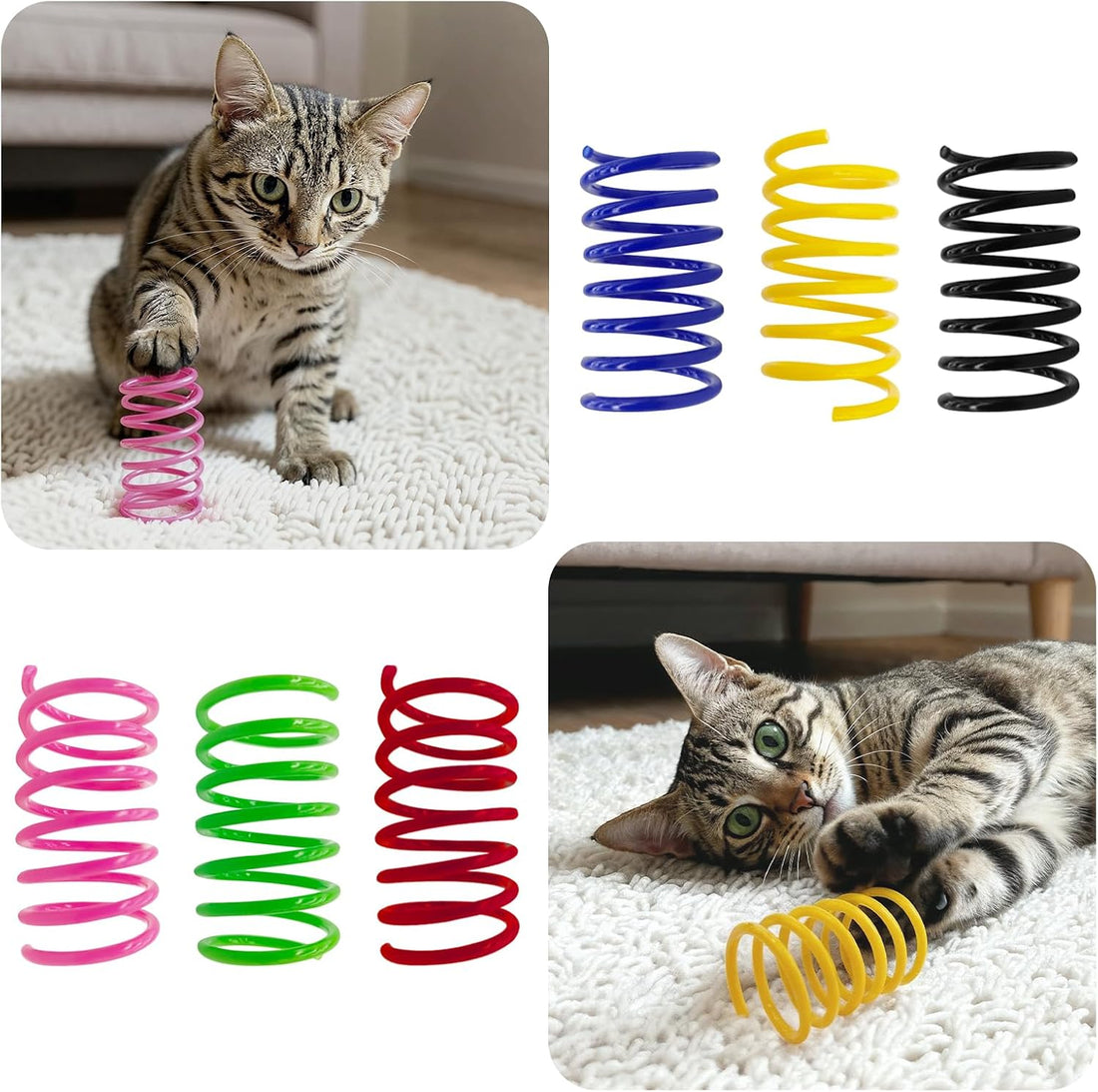 Cat Toys for Indoor Cats, 12 Pack Interactive Cat Spring Toys, 6Colors