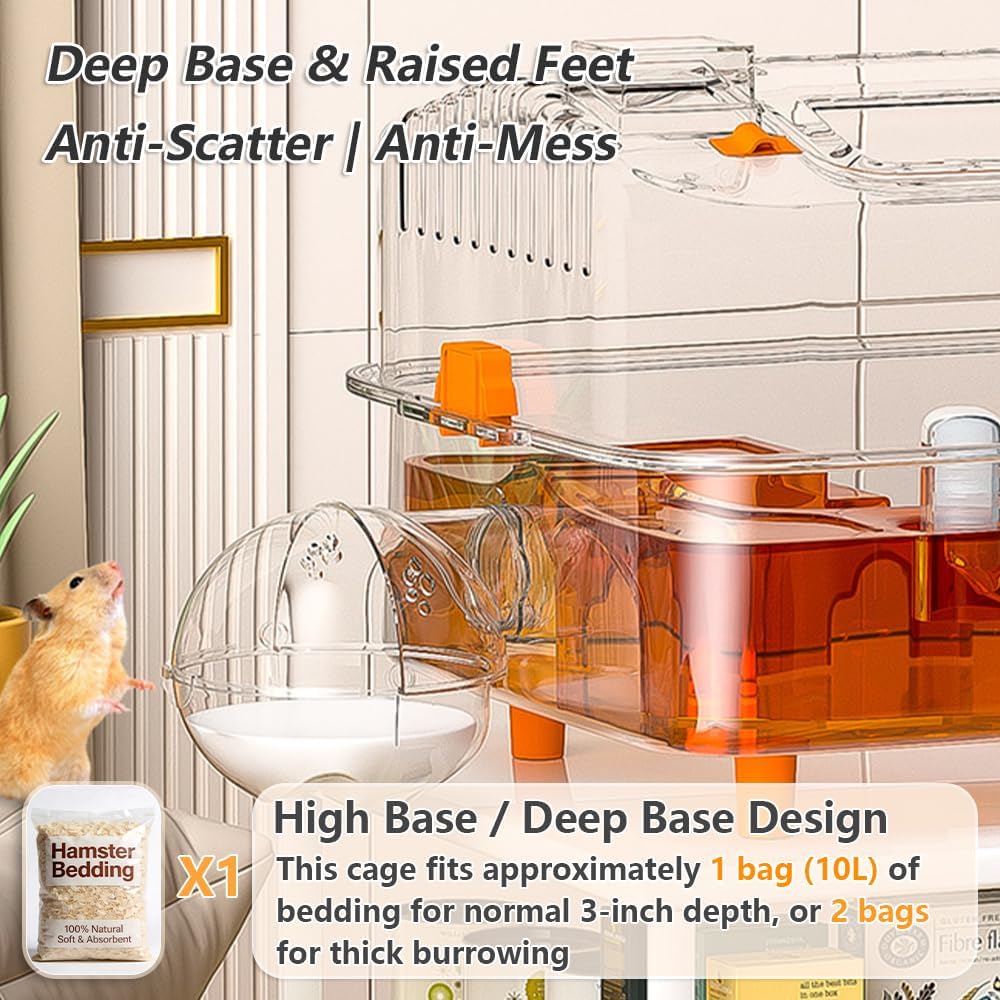 8-in-1 Dwarf Hamster Cage, No Assembly Full Transparent