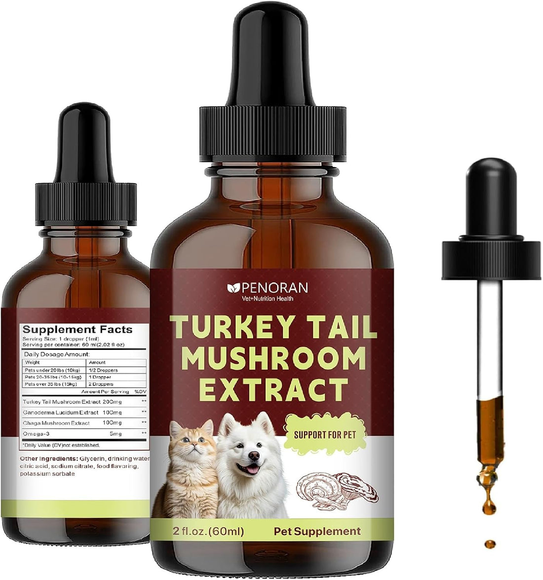 PENORAN Turkey Tail Mushroom Extract Drops for Dogs & Cats, Lipoma