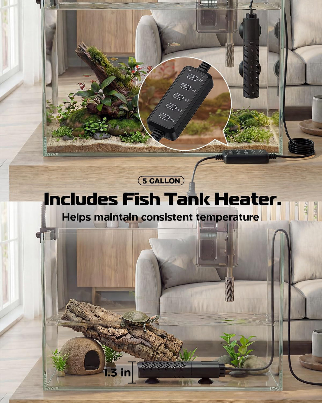 5 Gallon Glass Aquarium Starter Kit, Rimless Fish Tank