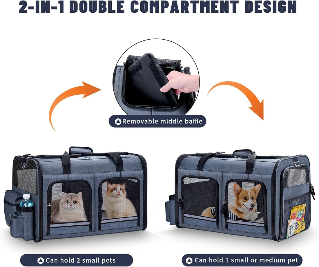 Double Cat Carrier for Two Cats, Foldable