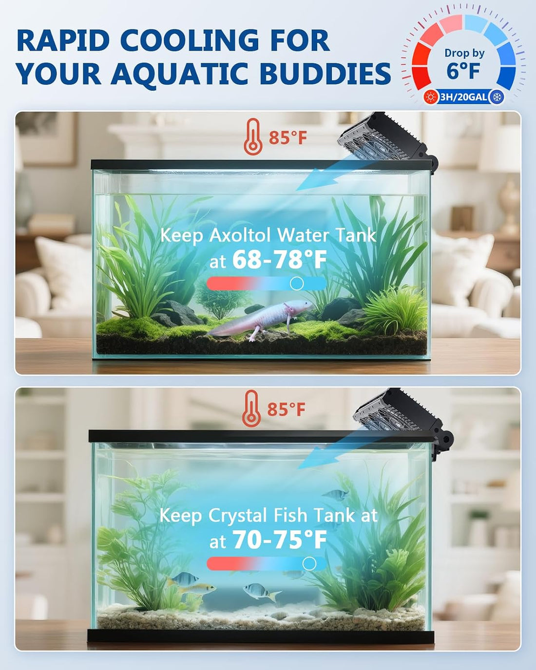 BAOSHISHAN 4-Head Aquarium Fan with Adjustable 5 Speeds & 5 Timer