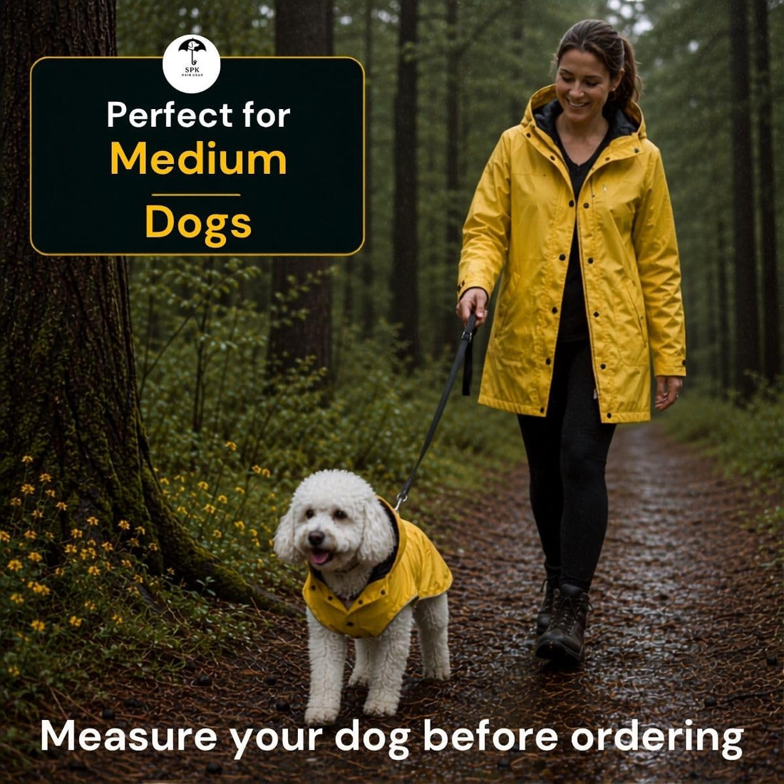 Dog Raincoat for Medium Dogs, Waterproof Rain Jacket with Hood