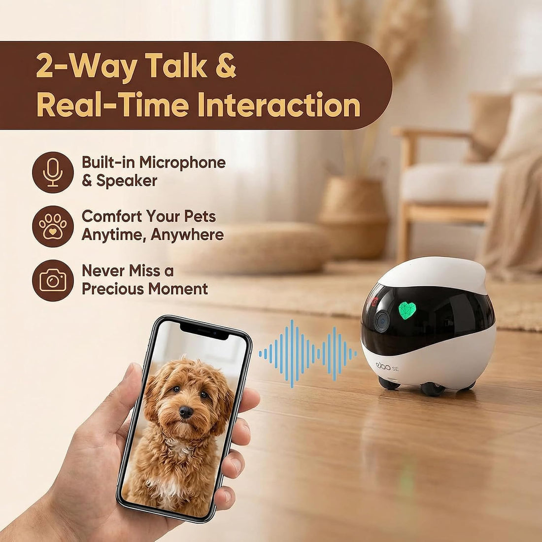 Enabot EBO SE Rolling Robot Camera with 2-Way Talk,Pet Indoor Home