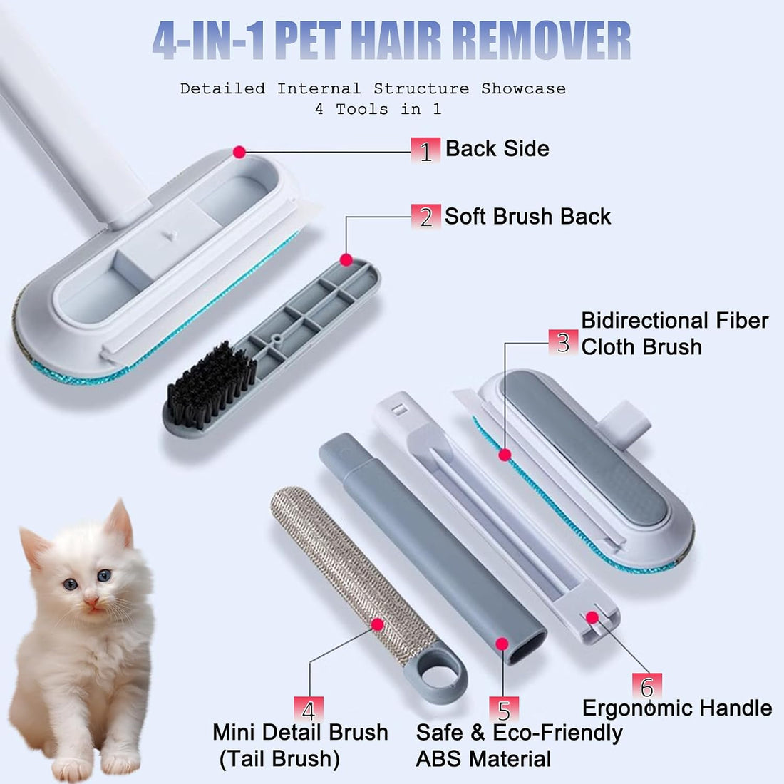 Cat Hair Remover 4-in-1 Multi-Functional Pet Hair Remover