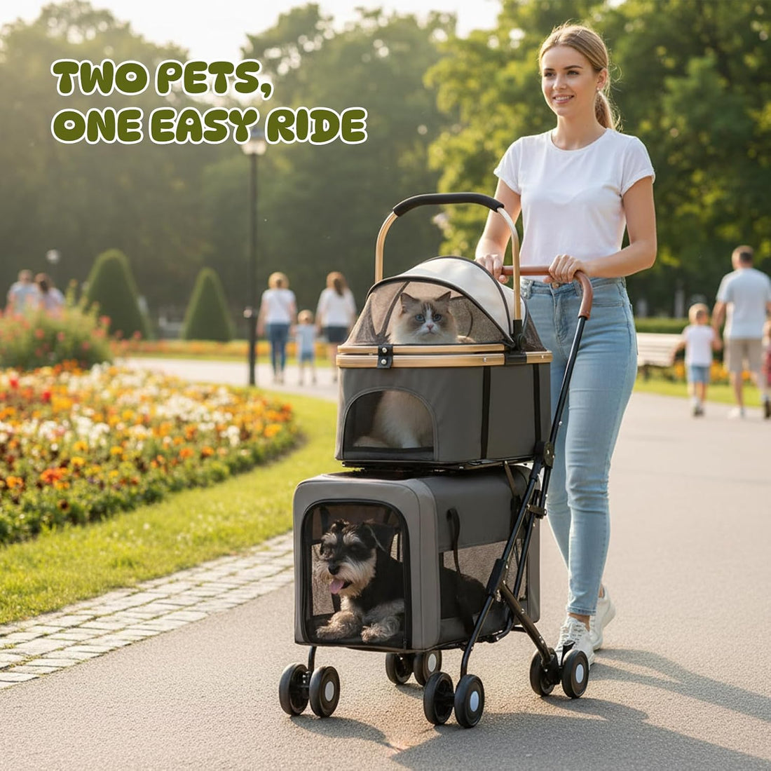 Double Pet Stroller for Dogs and Cats