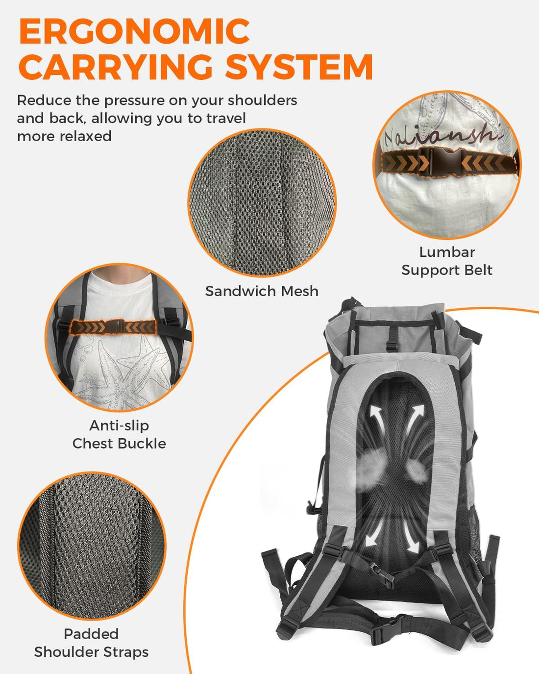 Waterproof Dog Backpack Carrier for Small Dogs Under 22 lb, Grey