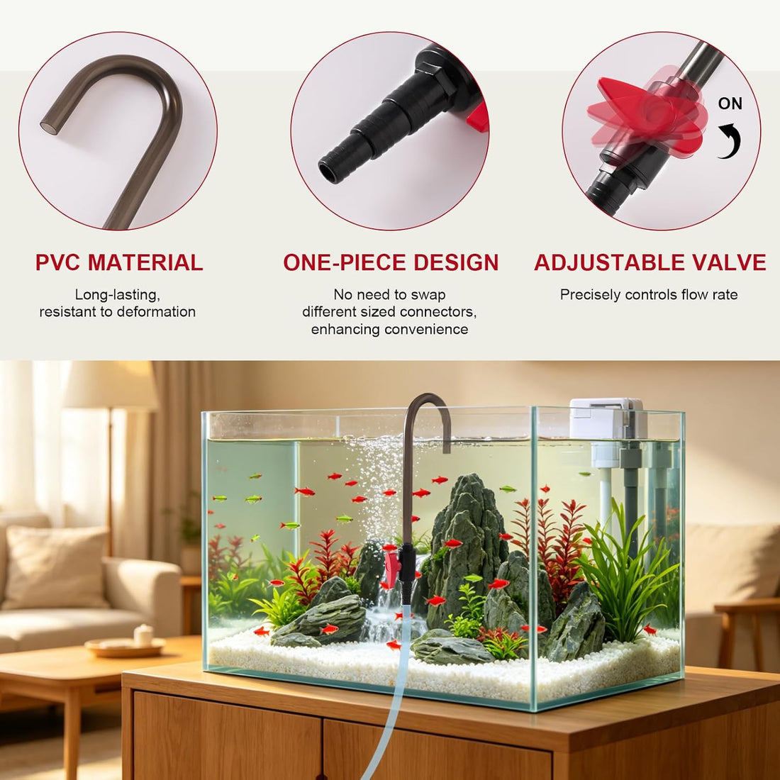Hands-Free Aquarium Water Changer Hook with Flow Control