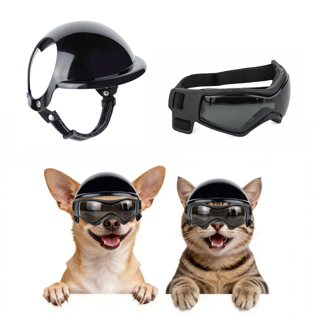 PETLESO Extra Small Dog Helmet and Dog Goggles Set