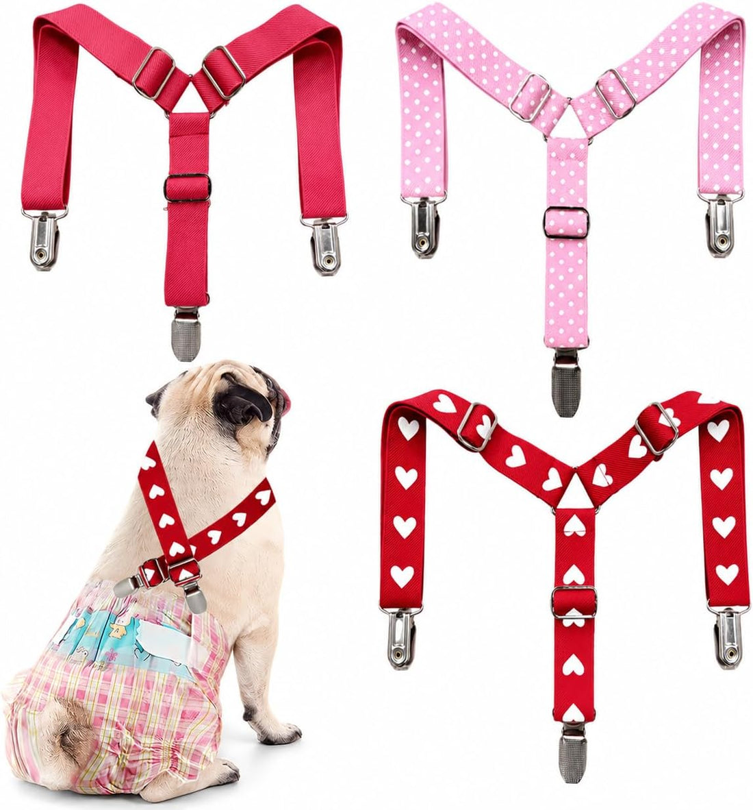 3 Pack Adjustable Dog Diaper Suspenders for Female Male Small Medium