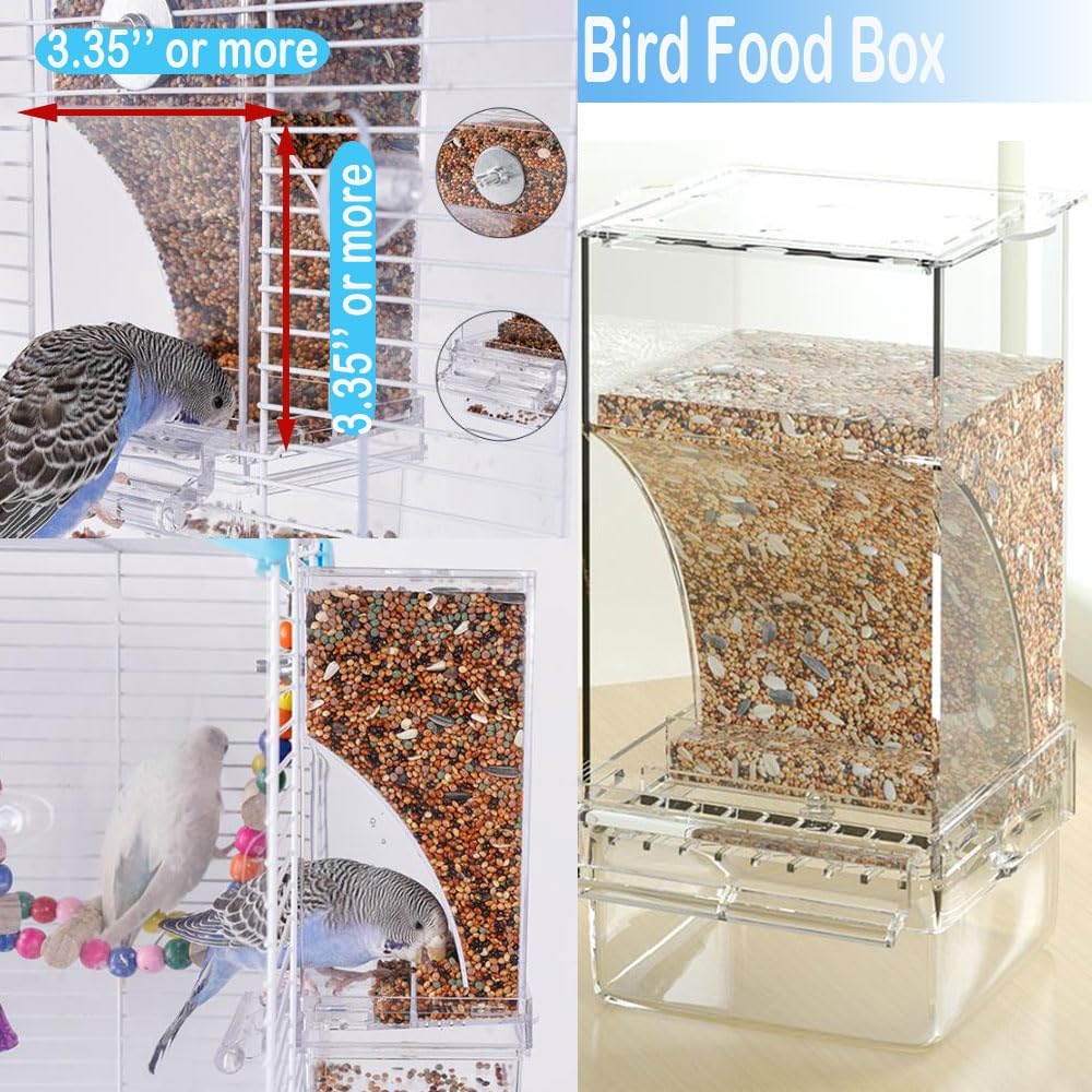 Bird Parrot Feeders, No Mess Automatic Cage Feeder Dispenser Food