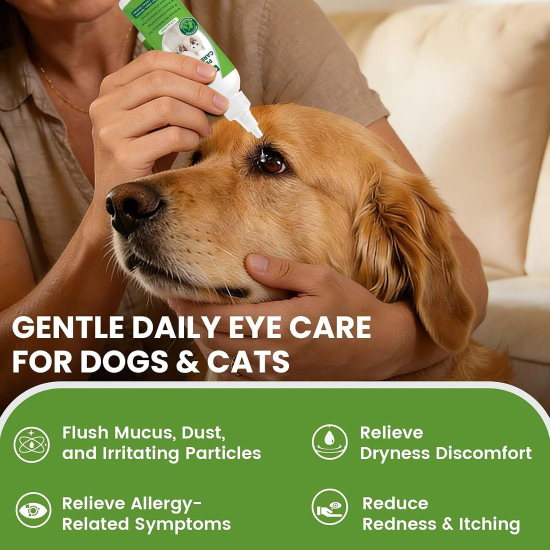 Cozura Dog Eye Drops for Allergies & Itching - Relief for Dry Red Eyes