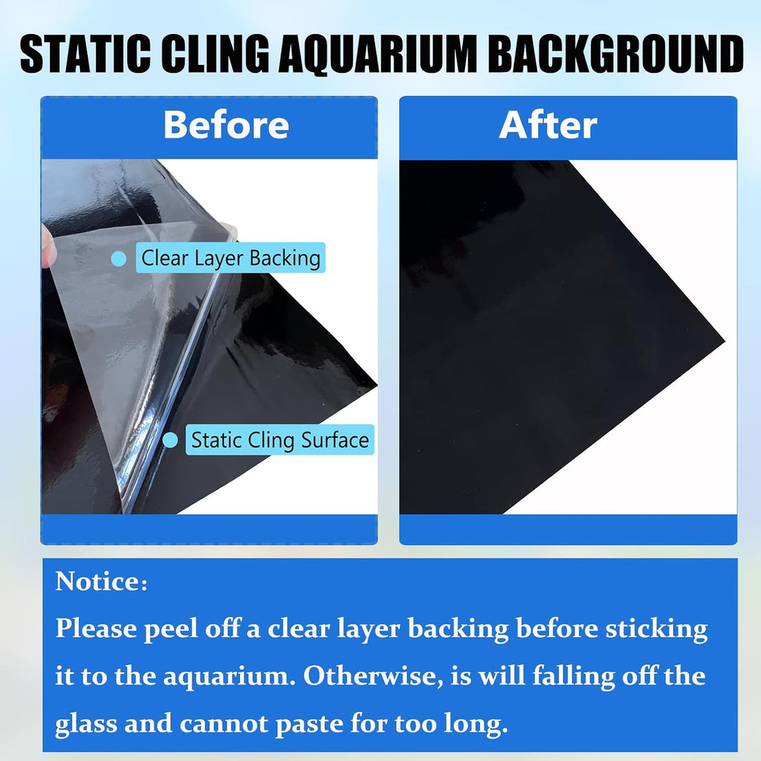 XCNO Black Aquarium Background Fish Tank Film, Static Cling