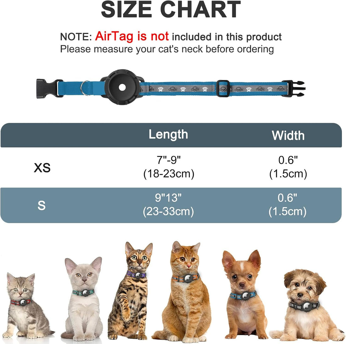 Reflective AirTag Cat Collar