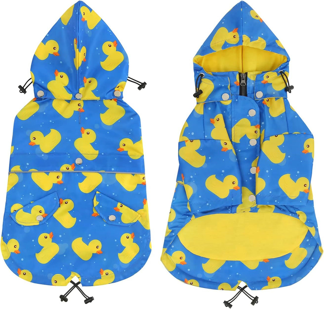 HDE Premium 2-Layer Zip Dog Raincoat Poncho w/Leash Hole & Hood B