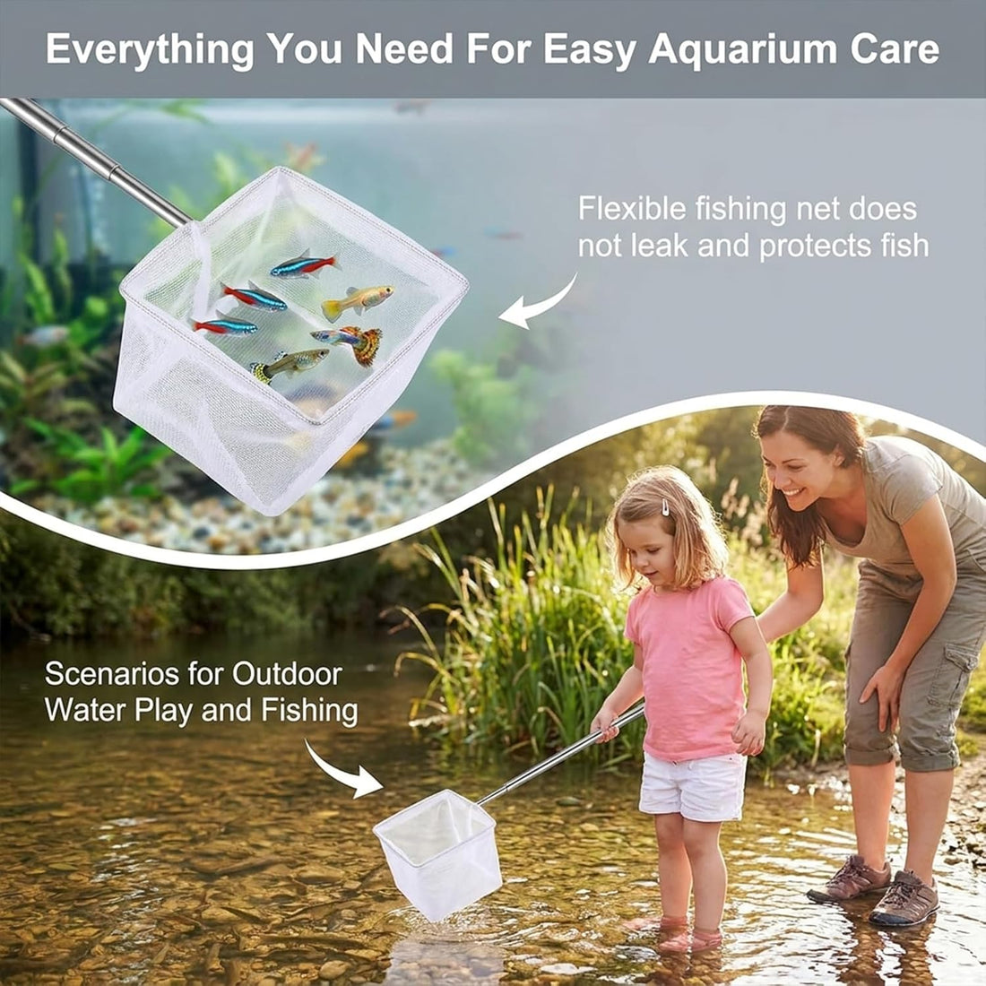 4PCS Fish Tank Shrimp Net Extendable Handle