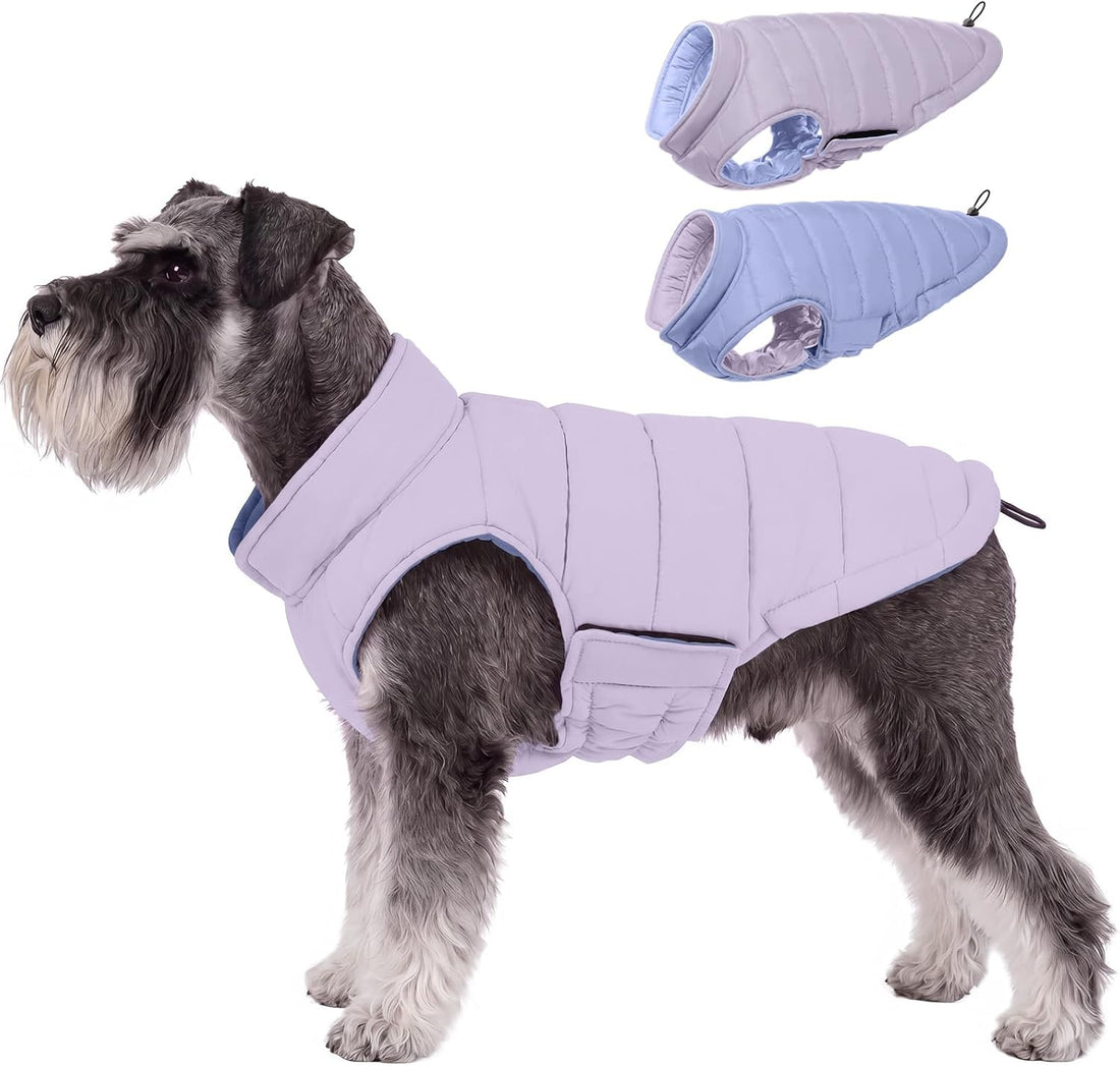 Lelepet Reversible Dog Coat Windproof Dog Jacket Lightweight Puffer