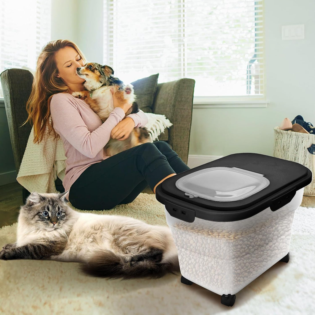 YECERCAN Dog Food Container, Collapsible Pet Food Storage Container