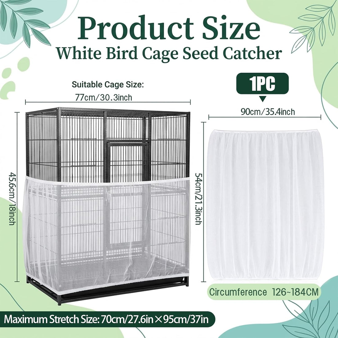 Bird Cage Seed Catcher White Large Bird Cage Cover Adjustable
