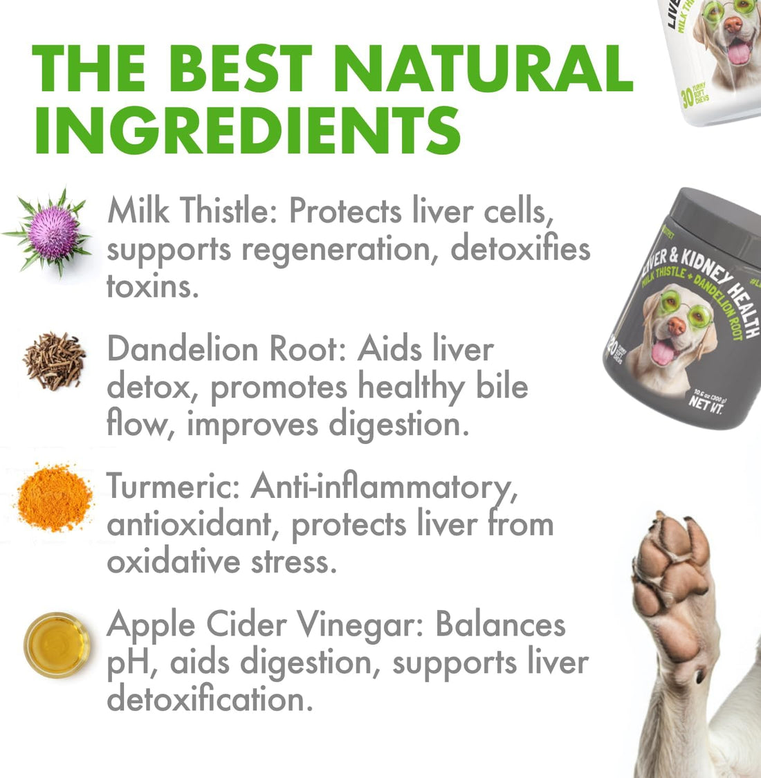 Liver & Kidney Support for Dogs Detox Natural Supplement with Milk
