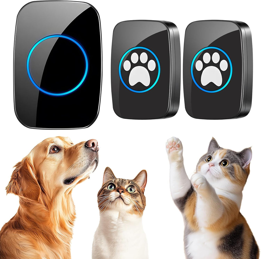 Edge Touch Dog Bell – Blk Wireless Dog Door Bell (1 Bell & 1 Chime)