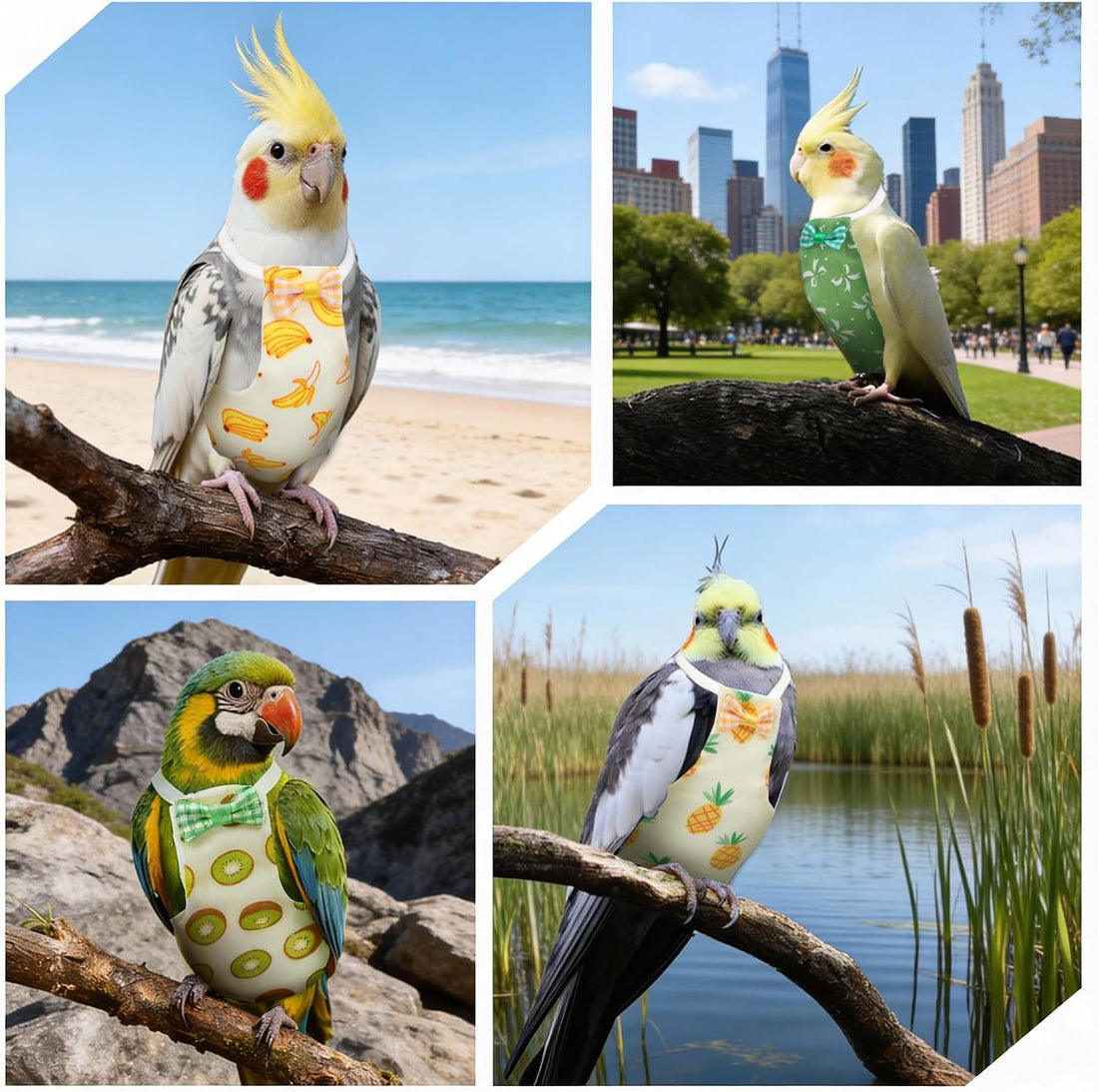 4 Pcs Bird Diaper, Parrot Diapers with Waterproof Inner
