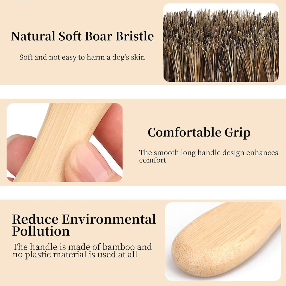 Soft Boar Bristle Dog Brush for Short Haired, Ideal Pet Hair Brush