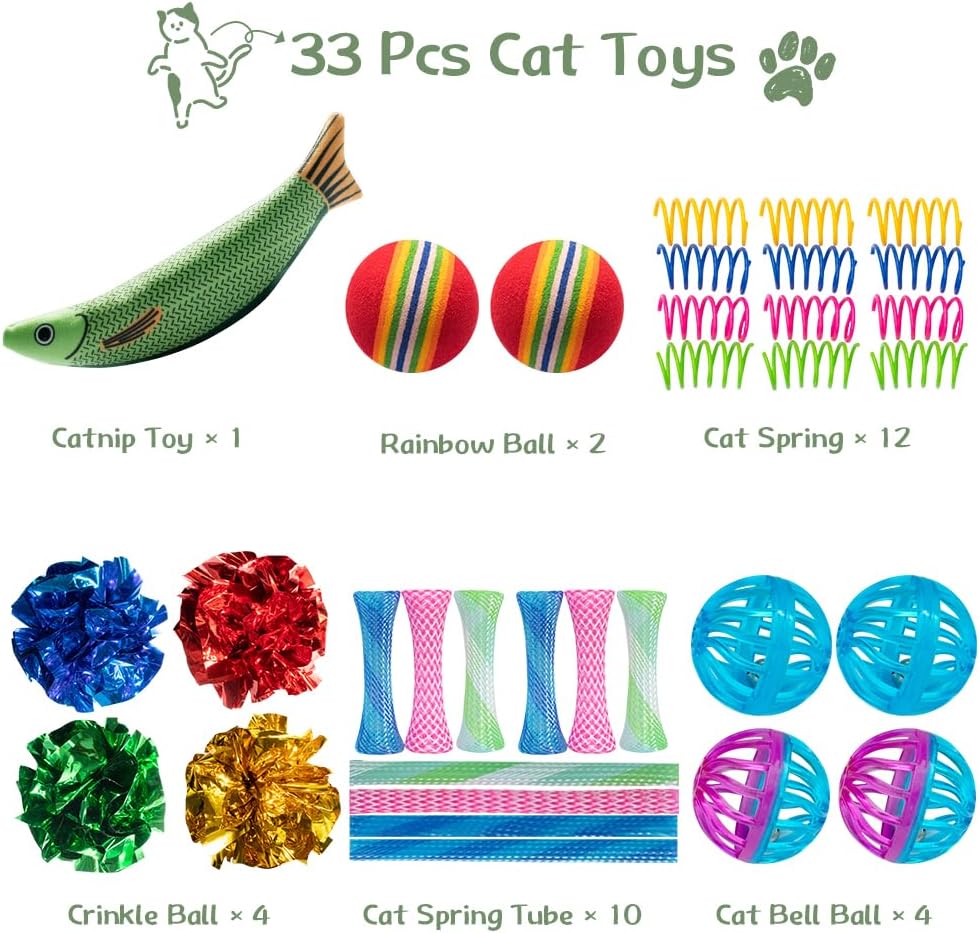 33-Pack Cat Toys for Indoor Cats & Kittens, Interactive Cat Toy