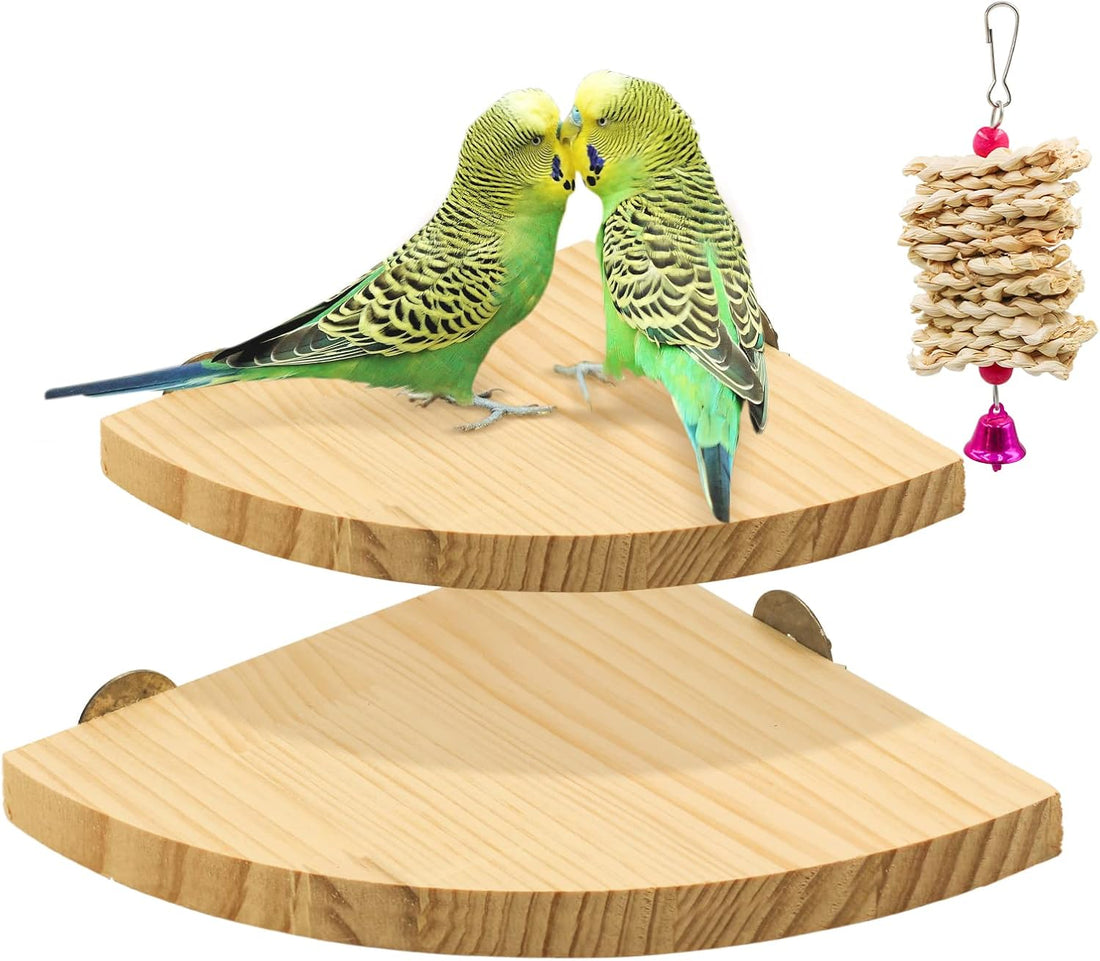2 Pack Bird Perch Platform, Parrot Stand Sector Playground Wood Perch