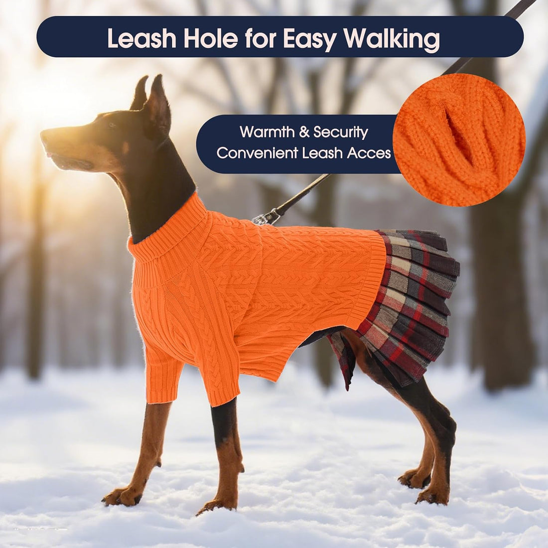 IECOii Dog Sweater Dress for Female Dogs, Knit Girl Dog Sweater Skirt