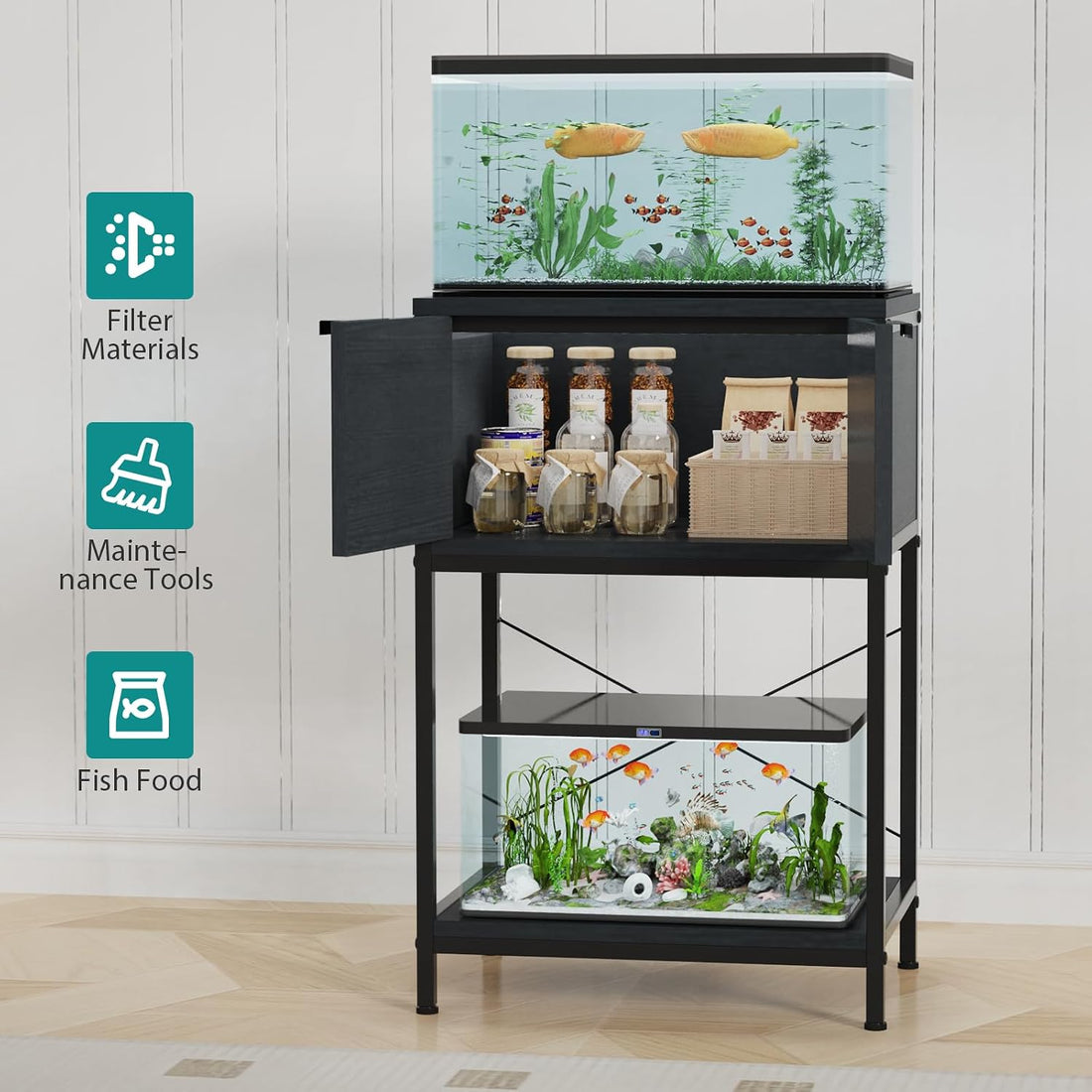 5-10 Gallon Fish Tank Stand with Cabinet Storage for Aquarium Stand
