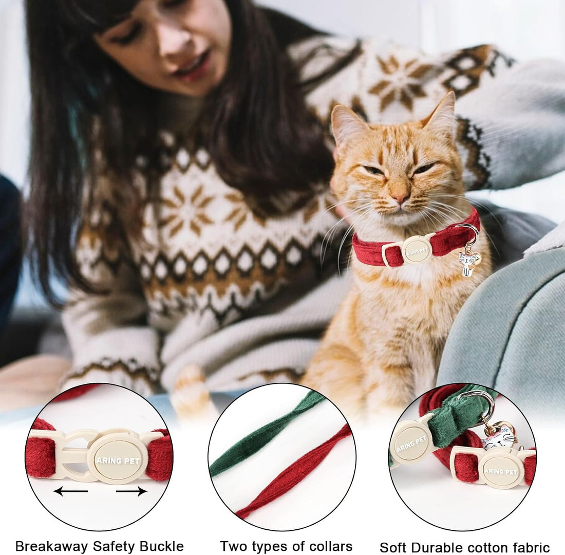 ARING PET Breakaway Cat Collars with Bell & Pendant, Set of Two
