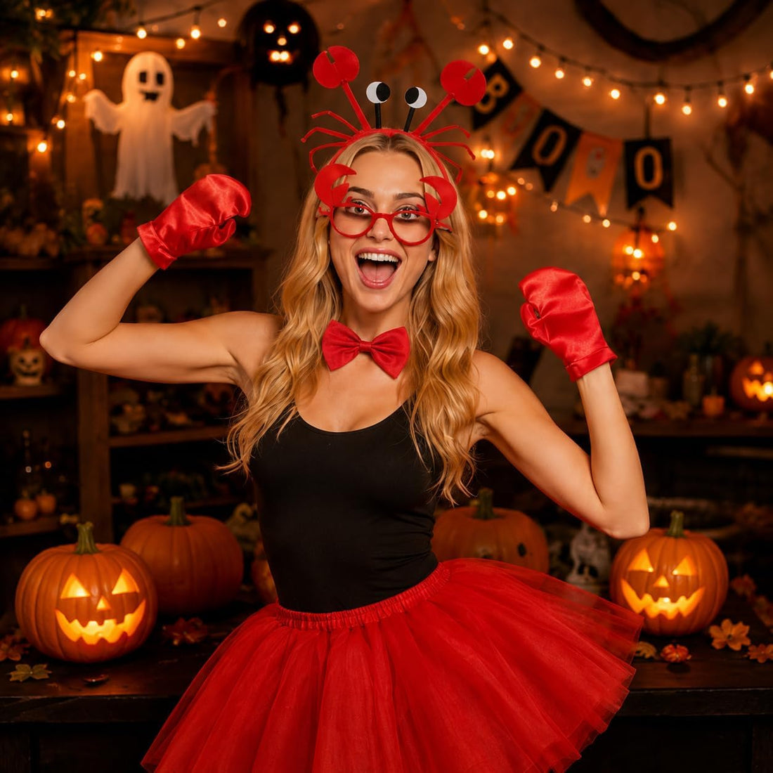 Red Crab Costume Accessory Set, 5PCS Halloween Costumes for Women