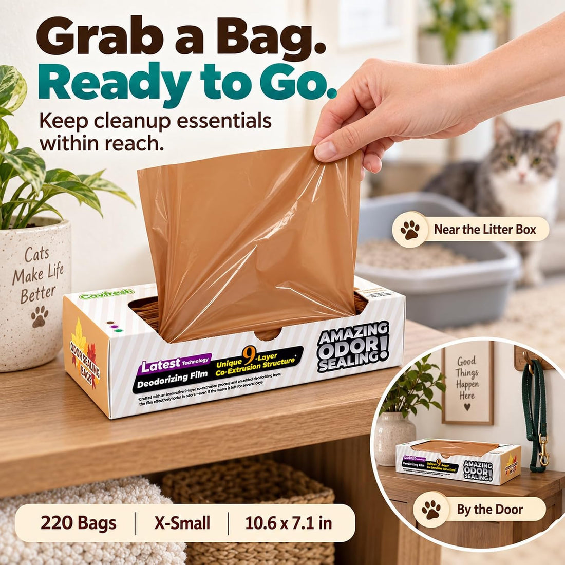 Covfresh Odor-Sealing Cat Poop Bags XS, 220 Count